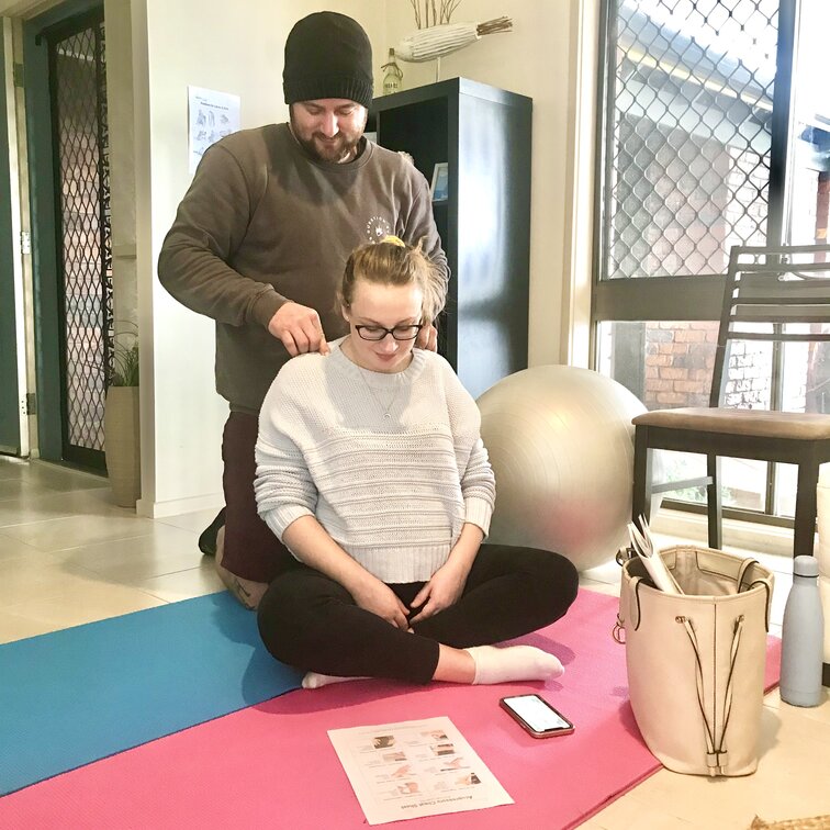 Couple practising hypnobirthing techniques